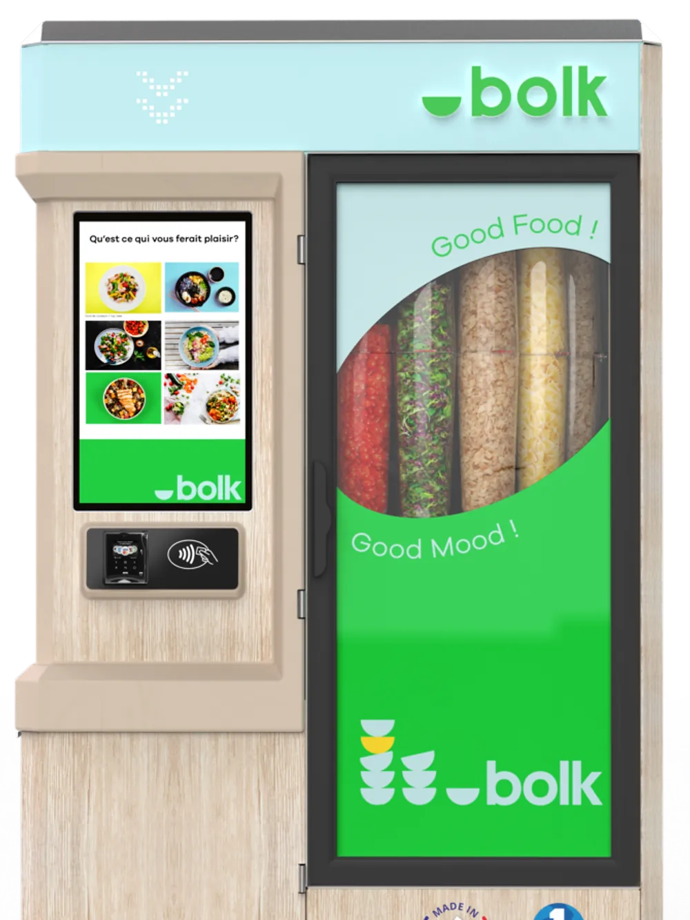 The Bolk robotic canteen terminal and its touchscreen