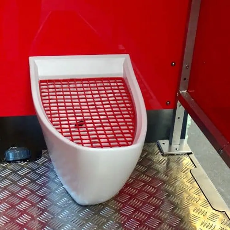Close-up of the patented female urinal bowl